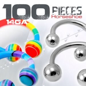 100pcs PCK - Surgical Steel and Acrylic Horseshoe Mix Package