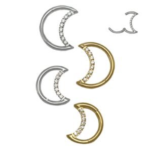 Surgical Steel 316l cz Moon Shape Clicker