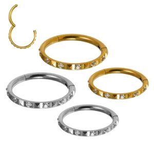 Surgical Steel 316L Tiny Pyramids cz Clicker