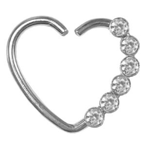 Surgical Steel Heart-Shaped Clicker w/ Cz Stones