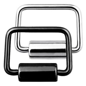 Surgical Steel Rectangular Captive Ring with Cylindrical Bead