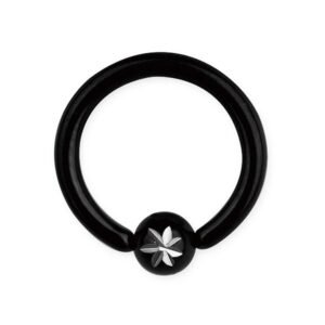 Surgical Steel Black PVD Captive Bead with Diamond Cut Star Bead