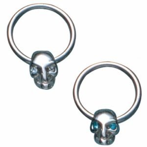 Surgical Steel Jeweled Skull Captive Ring Jewelry
