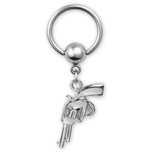 Surgical Steel Captive Ring With Dangle Pistol- Grade 316L