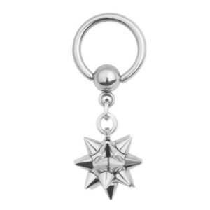 316L Surgical Steel Captive Ring with Dangle Flail - 14GA