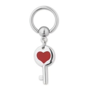 316L Surgical Steel Captive Ring With Dangle Key