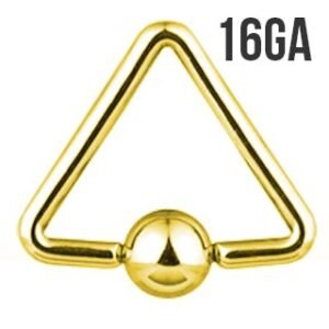 16GA. Surgical Steel Gold PVD  Triangle Captive Ring