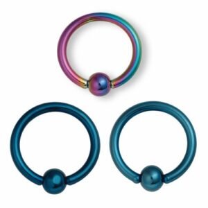 12pcs PCK - 16GA  Surgical Steel Anodized Captive Ring