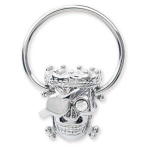 14GA - Surgical Steel Captive Ring With Skull Bead