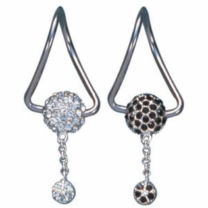 Surgical Steel Twister Earring Body Jewelry - Jeweled stone ball dangle