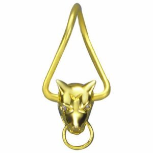 Surgical Steel Gold PVD Twister Earring Body Jewelry - Wolf head design