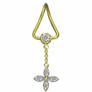 Surgical Steel Gold PVD Twister Earring Body Jewelry - Flower dangle design