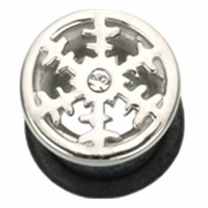 Surgical steel plug with carved snowflake design