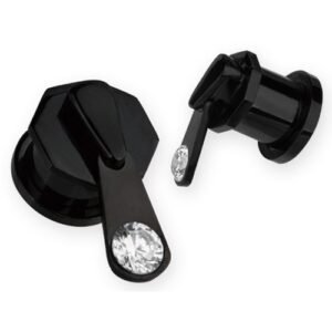 Surgical Steel Jeweled Black PVD Zipper Plug