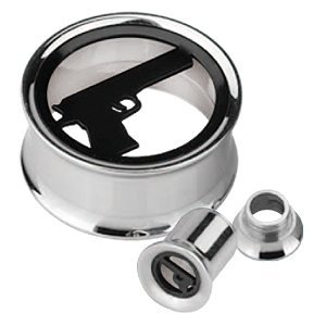 Surgical Steel Gun Icon Flesh Tunnel Plug