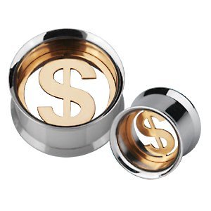Surgical Steel Double Flared Money Sign Plug