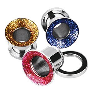 Surgical Steel Glitter Enamel External Thread Plug