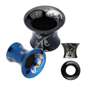 Surgical Steel Floral Print Design Tunnel Plug