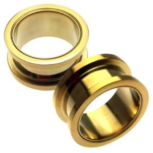 Gold PVD Surgical Steel Screw On Flesh Tunnels