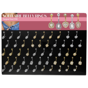 Surgical Steel Solitaire Belly Rings Display
