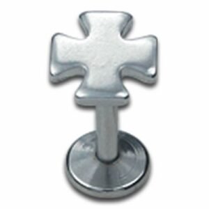 6pcs PCK - 16GA. Surgical Steel Internally Threaded Maltese Cross Labret Piercing