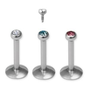 Surgical Steel Internally Threaded Monroe W/ Stone