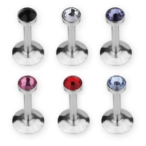 Surgical Steel Internally Threaded Labret With Jeweled Disc - 316L
