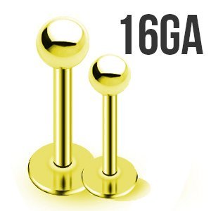 16GA -Surgical Steel Labret w/ Gold PVD Coating