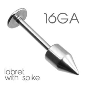 16GA Surgical Steel Labret With Spike - Grade 316L