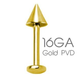 16GA -Surgical Steel Labret w/ Spike & Gold PVD Coating