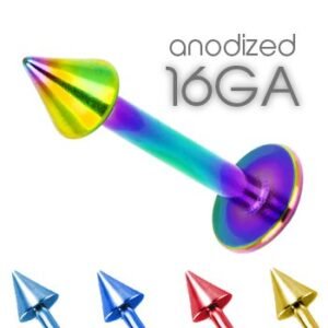 16GA Anodized Surgical Steel Labret W/ Cone