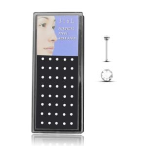 Grade 316L Surgical Steel Clear Nose Bone 40 Piece Case