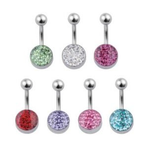 Surgical Steel Curve Barbell With Foiled CZ Stones - Grade 316L