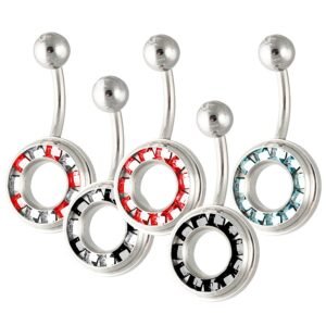 Surgical Steel Circular Navel Ring with Channel Set Stones