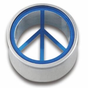 Surgical Steel Plug W/ See Thru Blue Peace Sign