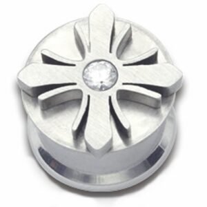 Surgical Steel Internally Threaded Spinning Plug W/ CZ in The Center
