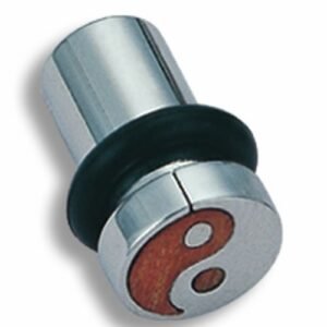 Surgical Steel Plug With Wooden Ying-Yang Design