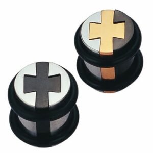 Surgical Steel Puzzle Piece Plugs With Rubber O-Ring Stoppers