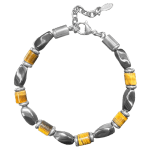 Tiger Eye & Hematite Natural Stone Bead Bracelet