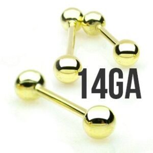 14GA - Surgical Steel Gold PVD Long Barbell
