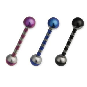 Grade 316L Surgical Steel Straight Barbell With Stripes