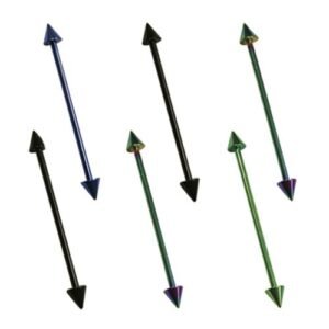 24pcs PCK -14GA - Anodized Surgical Steel Industrial Barbell w/ Cone
