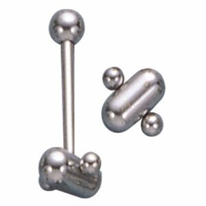 Surgical Steel Straight Barbell With Steel Pill Design - Grade 316L