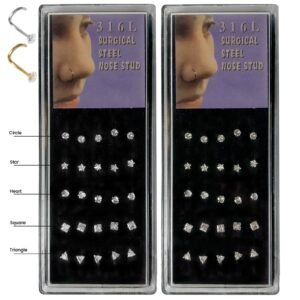 Surgical Steel Nose Hoop Box 40 Pieces