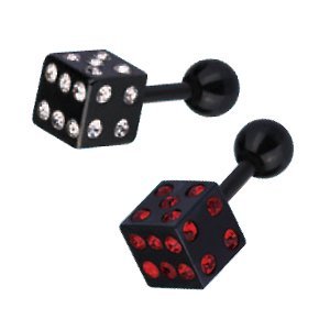 Dice Barbell Cartilage Earing For Tragus/Helix Piercings