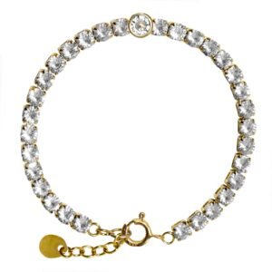 Stainless Steel Gold PVD Setting Jeweled Tennis Bracelet