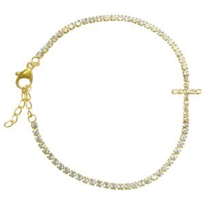 Stainless Steel Gold PVD Cross Tennis Bracelet