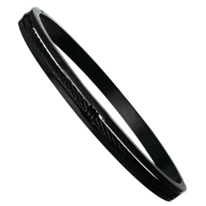 Stainless Steel Bangle With Cable Accents