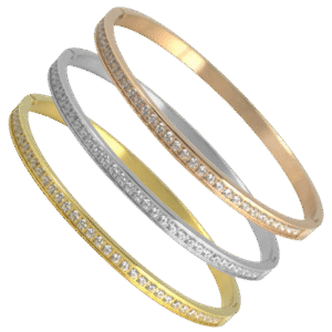 Women's Stainless Steel CZ Design Bangle