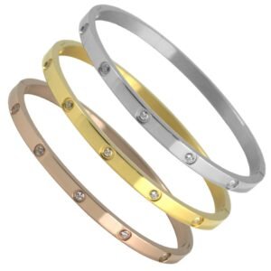 4MM - Stainless Steel CZ Bangle Bracelet